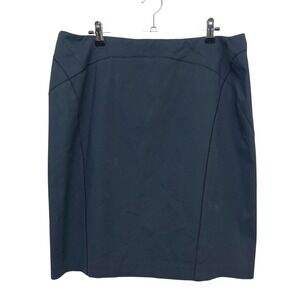 Lafayette 148 Pencil Skirt 14 Stretch Cotton Navy Classic Minimalist Workwear‎